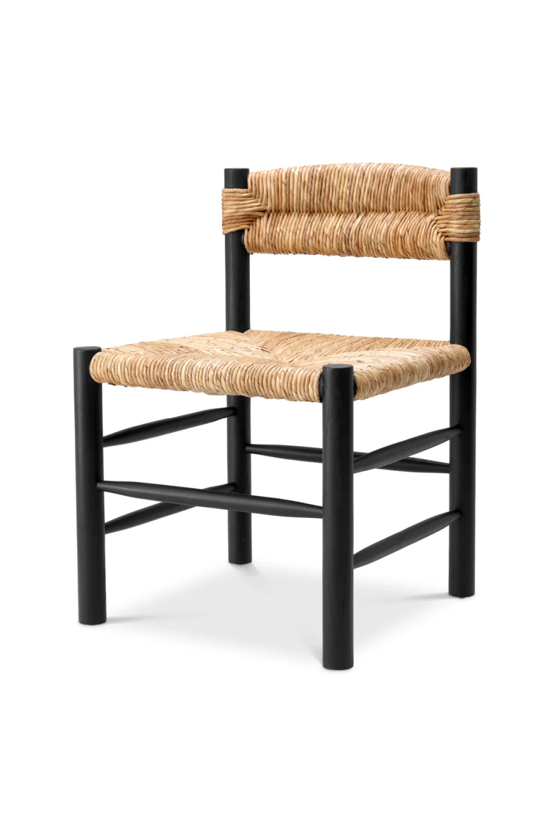 Chaise de salle à manger en bois noir et jonc de mer | Eichholtz Cosby | Meubleluxe.fr