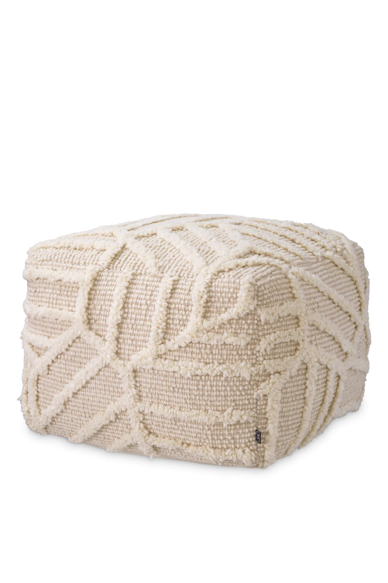 Pouf ivoire en laine | Eichholtz San Juan | Meubleluxe.fr