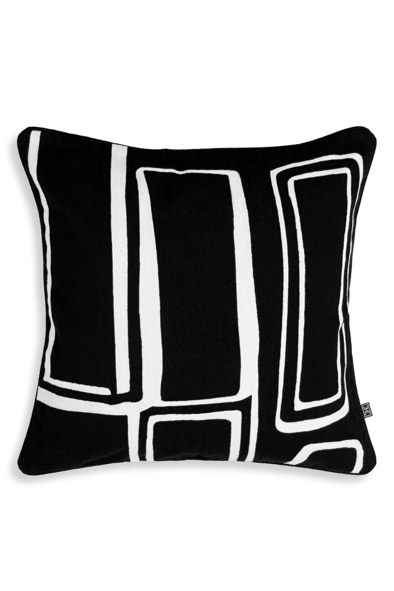 Coussin carré noir et blanc 100% coton | Eichholtz Ribeira | Meubleluxe.fr