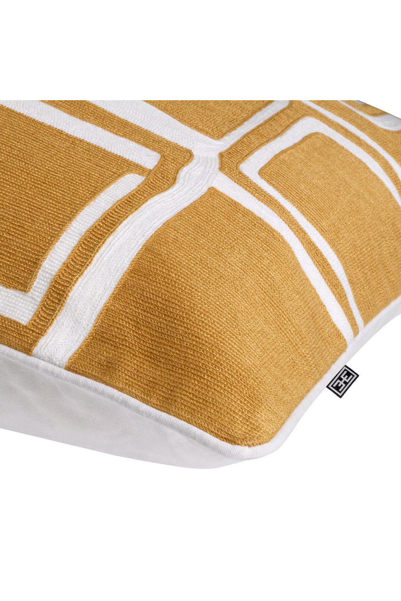 Coussin carré doré et blanc 100% coton | Eichholtz Ribeira | Meubleluxe.fr