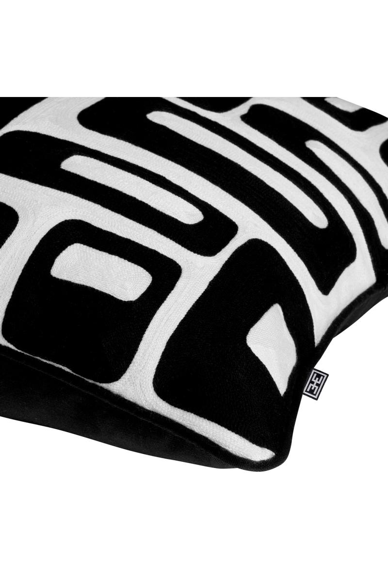 Coussin carré noir et blanc 100% coton | Eichholtz Cerva | Meubleluxe.fr