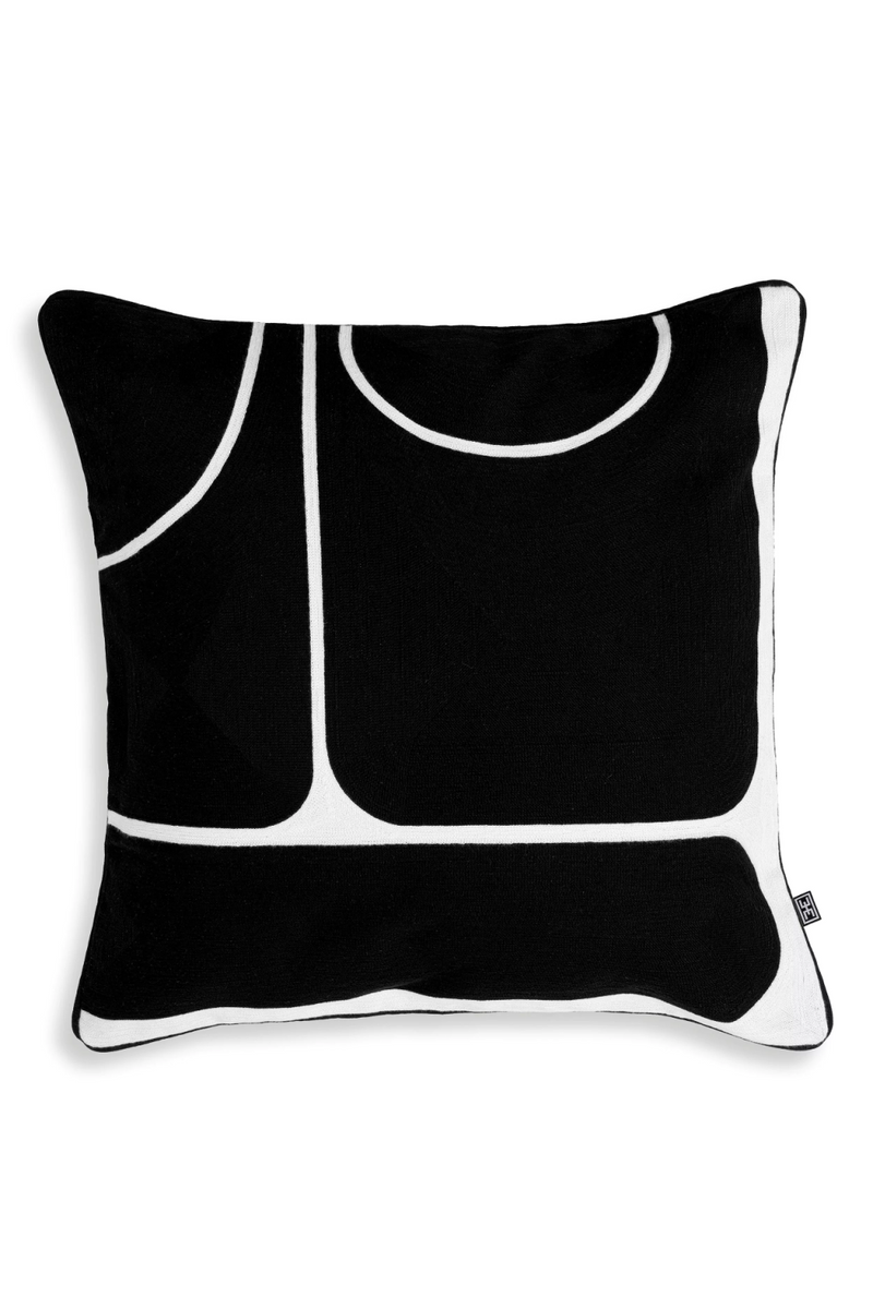 Coussin carré noir et blanc 100% coton | Eichholtz Sabrosa | Meubleluxe.fr