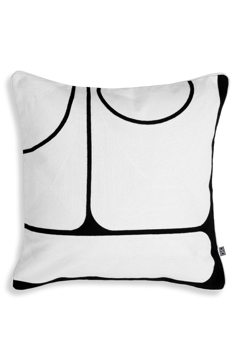 Coussin carré blanc et noir 100% coton | Eichholtz Sabrosa | Meubleluxe.fr