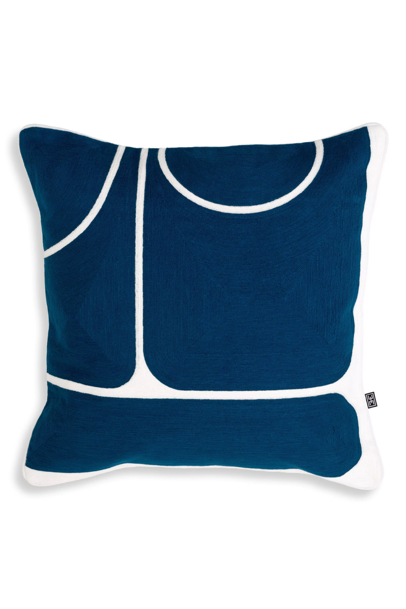 Coussin carré bleu et blanc 100% coton | Eichholtz Sabrosa | Meubleluxe.fr