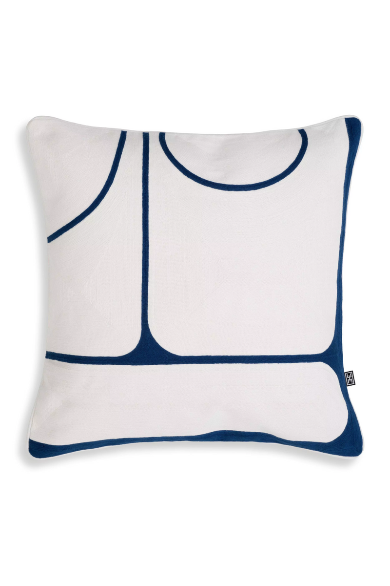 Coussin carré blanc et bleu 100% coton | Eichholtz Sabrosa | Meubleluxe.fr