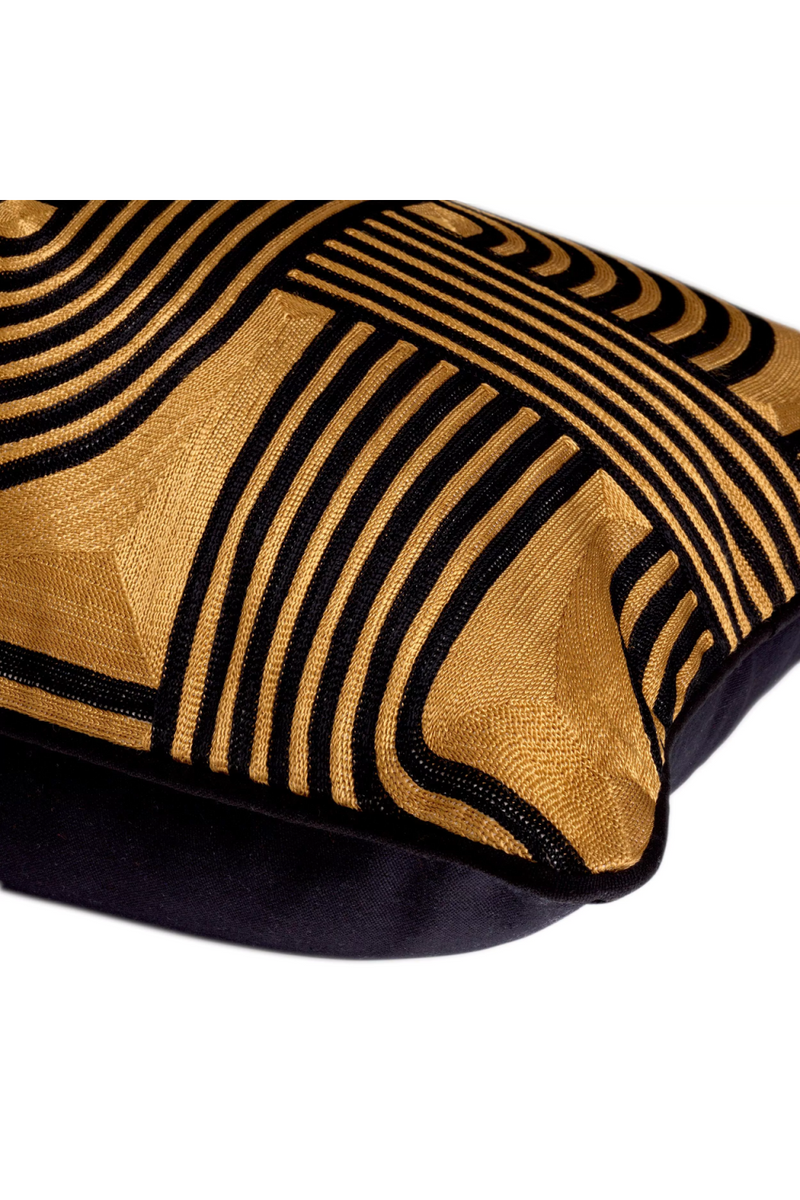 Coussin rectangulaire doré et noir 100% coton | Eichholtz Abaçasf | Meubleluxe.fr