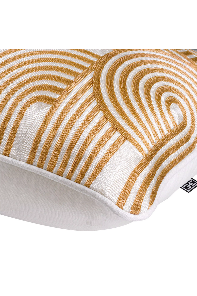 Coussin rectangulaire doré et blanc 100% coton | Eichholtz Abaças | Meubleluxe.fr