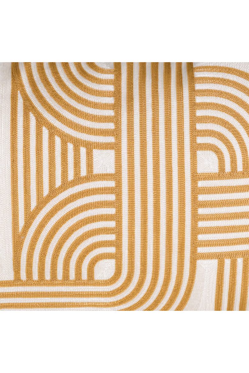 Coussin rectangulaire doré et blanc 100% coton | Eichholtz Abaças | Meubleluxe.fr