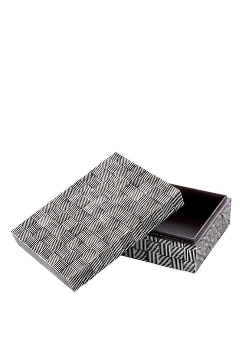 Boîte décorative en bois noir et blanc | Eichholtz Orson S | Meubleluxe.fr