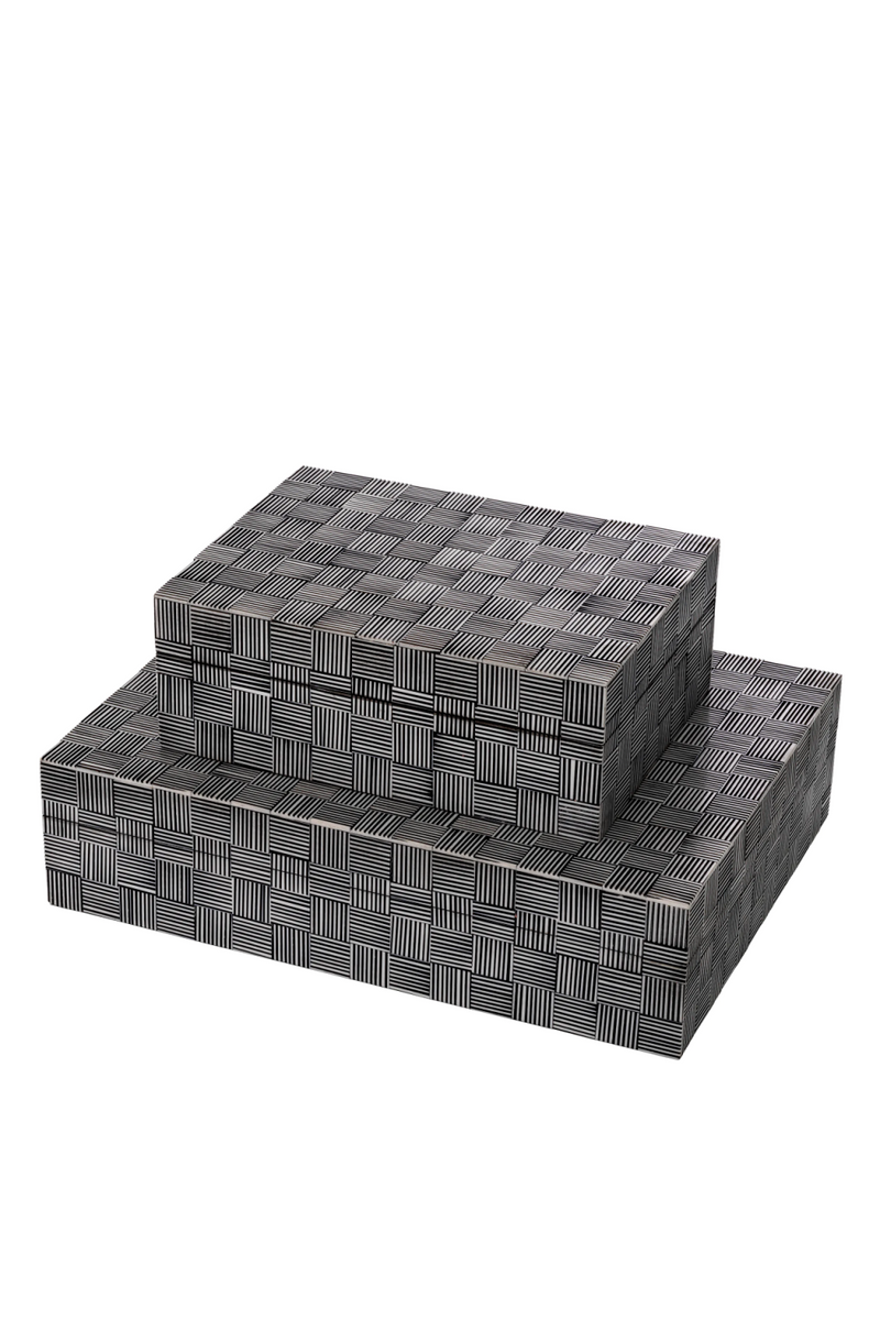 Boîte décorative en bois noir et blanc | Eichholtz Orson S | Meubleluxe.fr