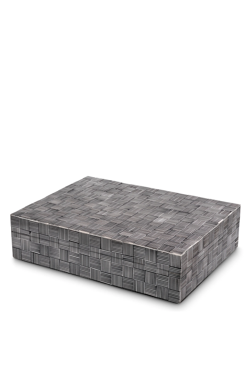 Boîte décorative en bois noir et blanc | Eichholtz Orson L | Meubleluxe.fr