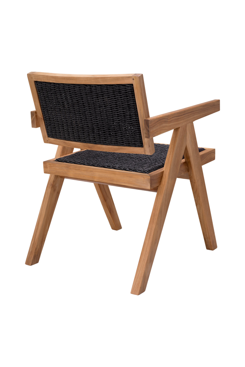 Chaise de salle à manger en teck et tissage noir | Eichholtz Kristo | Meubleluxe.fr