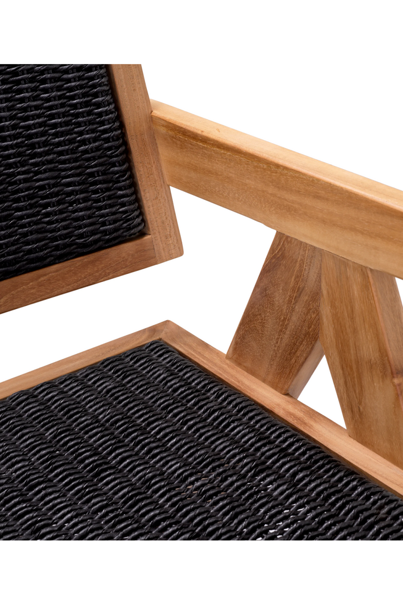 Chaise de salle à manger en teck et tissage noir | Eichholtz Kristo | Meubleluxe.fr