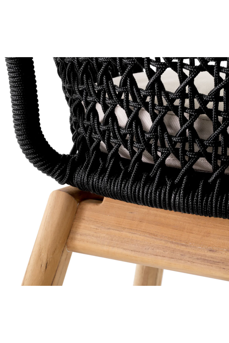 Chaise de salle à manger en teck et corde noire | Eichholtz Trinity | Meubleluxe.fr