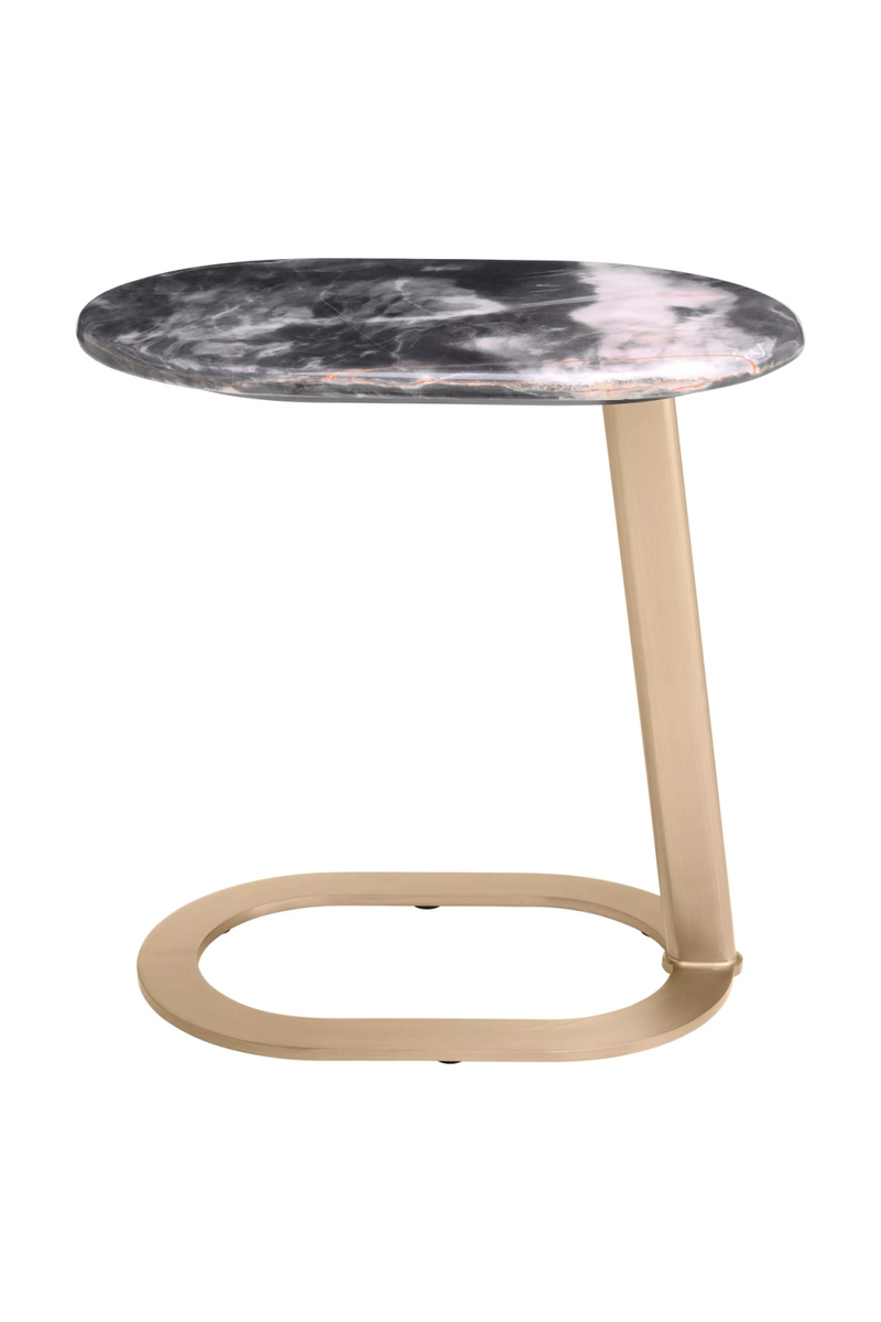 Table d'appoint en laiton brossé et marbre blanc | Eichholtz Oyo | Meubleluxe.fr