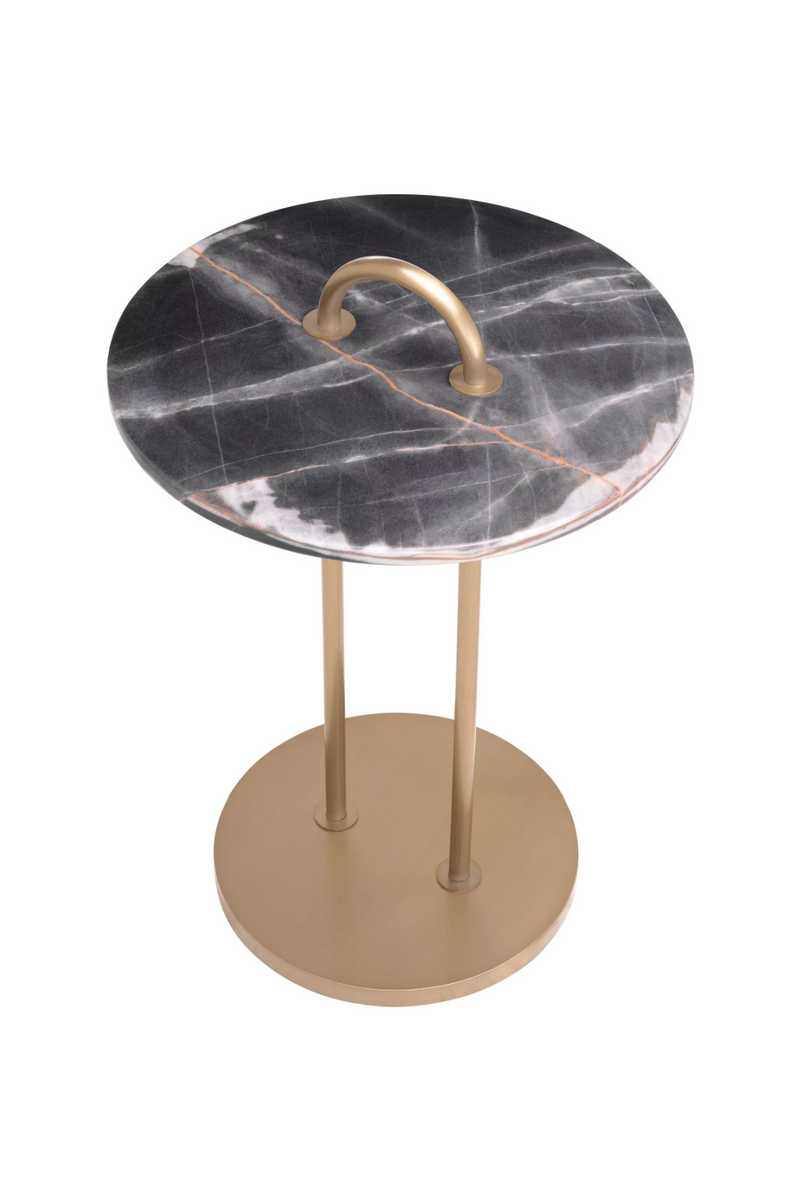Table d'appoint en laiton brossé et marbre noir | Eichholtz Zappa | Meubleluxe.fr