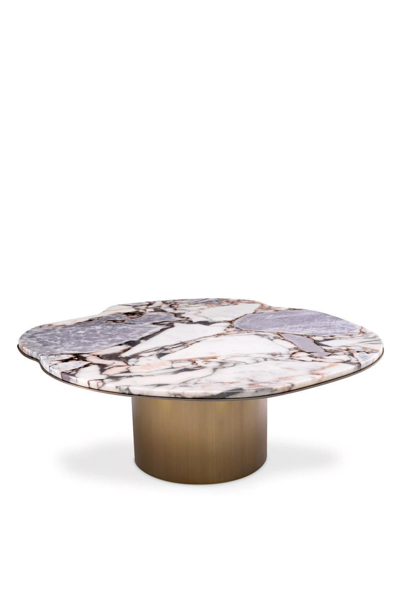 Table basse en laiton brossé et marbre | Eichholtz Shapiro | Meubleluxe.fr