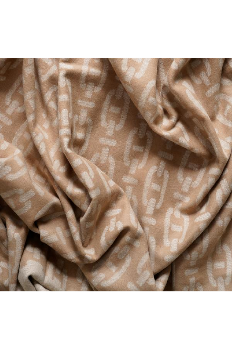 Plaid en laine et cachemire Tan Chainlink | Andrew Martin Burlington | Meubleluxe.fr