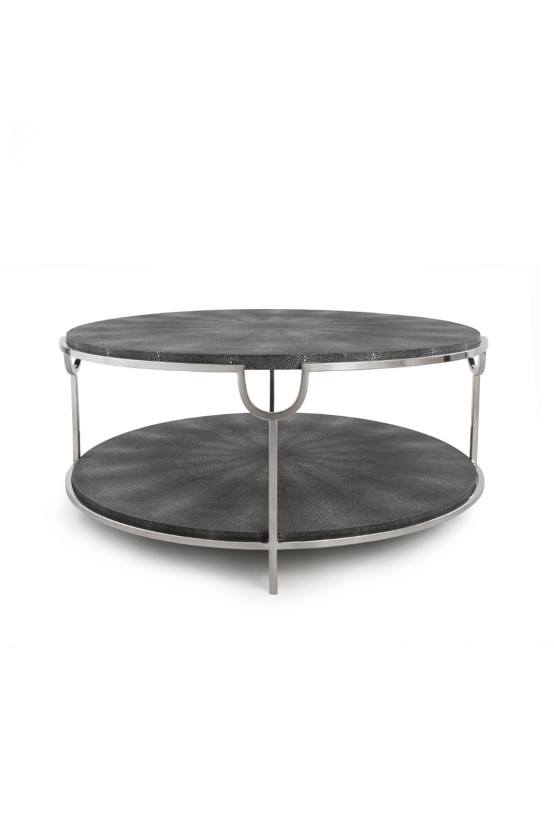 Table basse argentée en galuchat gris | Andrew Martin Katia | Meubleluxe.fr