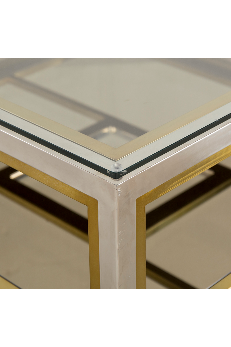 Table basse dorée et argentée en verre | Andrew Martin Windmill | Meubleluxe.fr