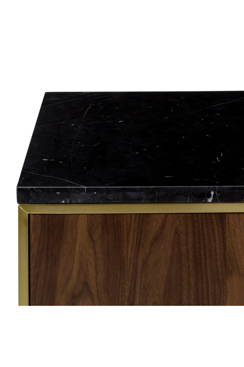 Buffet en bois avec dessus en marbre noir S | Andrew Martin Chester | Meubleluxe.fr