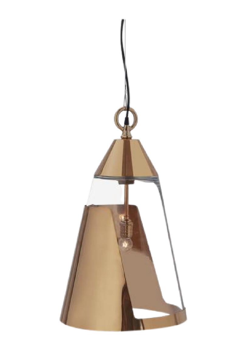 Lampe pendante conique en or rose L | Andrew Martin Bessie | Meubleluxe.fr