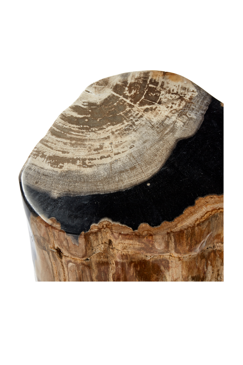 Tabouret en bois pétrifié poli à la main | Andrew Martin Log | Meubleluxe.fr