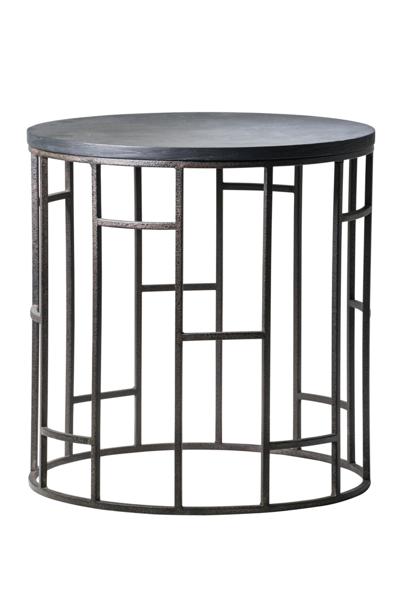 Table d'appoint circulaire en bois noir | Andrew Martin Blackout | Meubleluxe.fr
