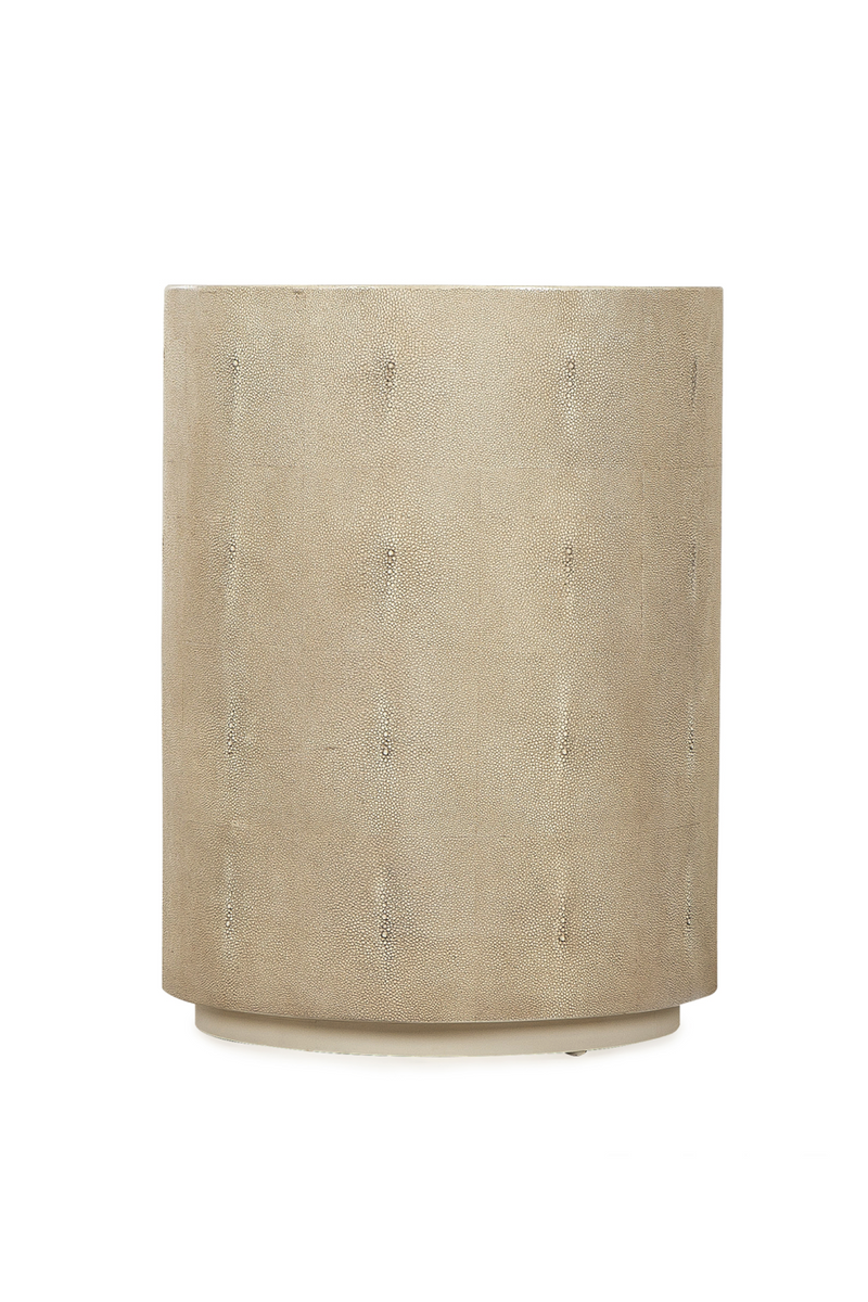 Table d'appoint cylindrique en galuchat ivoire | Andrew Martin Braden L | Meubleluxe.fr