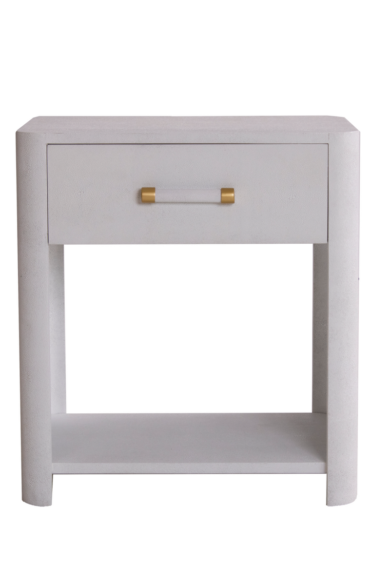 Table de chevet minimaliste en galuchat blanc | Andrew Martin Moby | Meubleluxe.fr