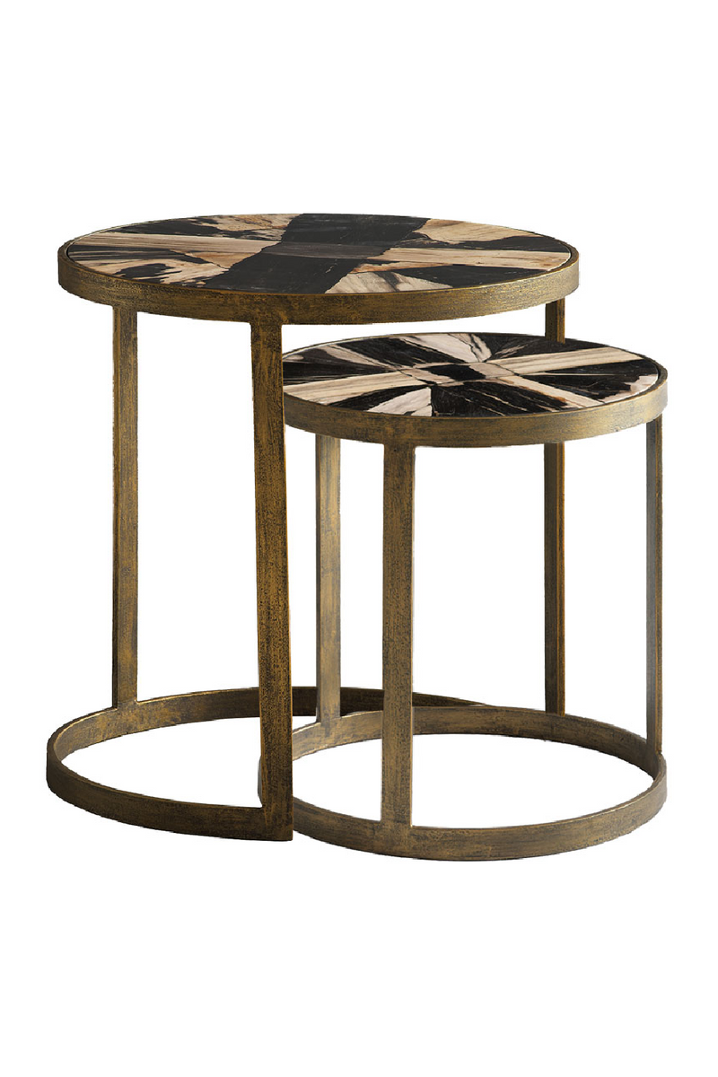 Tables d'appoint gigogne en bois pétrifié (Lot de 2) | Andrew Martin Jenna | Meubleluxe.fr