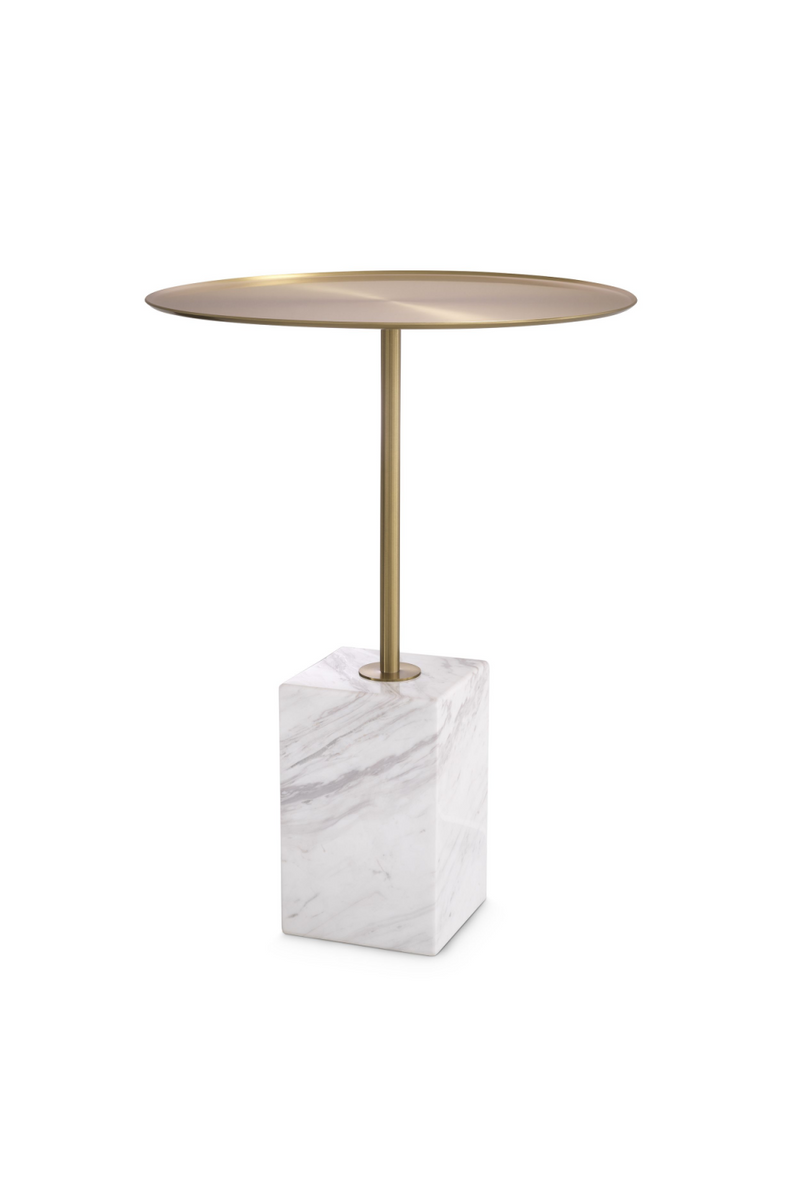 Table d'appoint en marbre blanc | Eichholtz Cole | Meubleluxe.fr