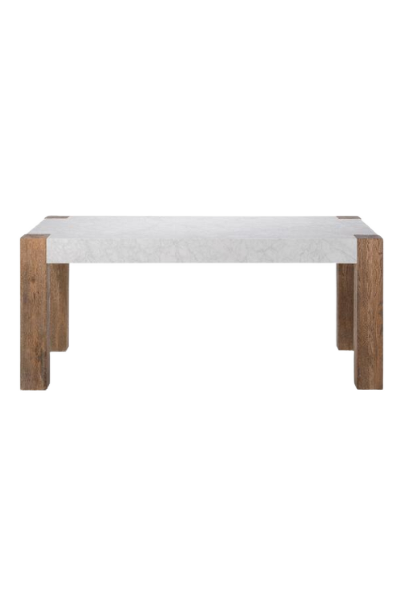 Table de salle à manger en marbre et en bois rustique | Andrew Martin Jonction | Meubleluxe.fr