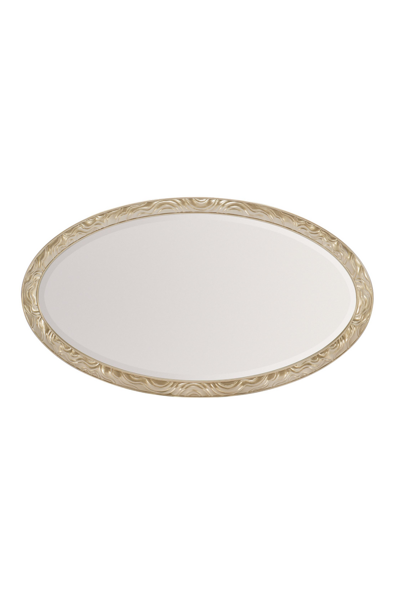 Miroir oval en résine taupe | Caracole Adela | Meubleluxe.fr