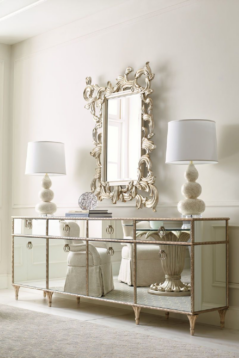 Buffet en marbre blanc et verre miroir | Caracole Fontainebleau  | Meubleluxe,fr