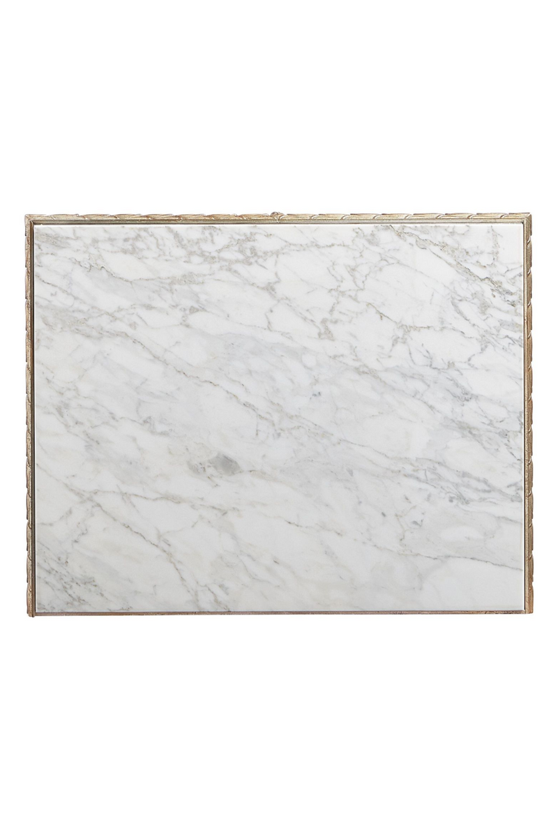 Table de chevet en marbre blanc et verre miroir | Caracole Fontainebleau | Meubleluxe.fr