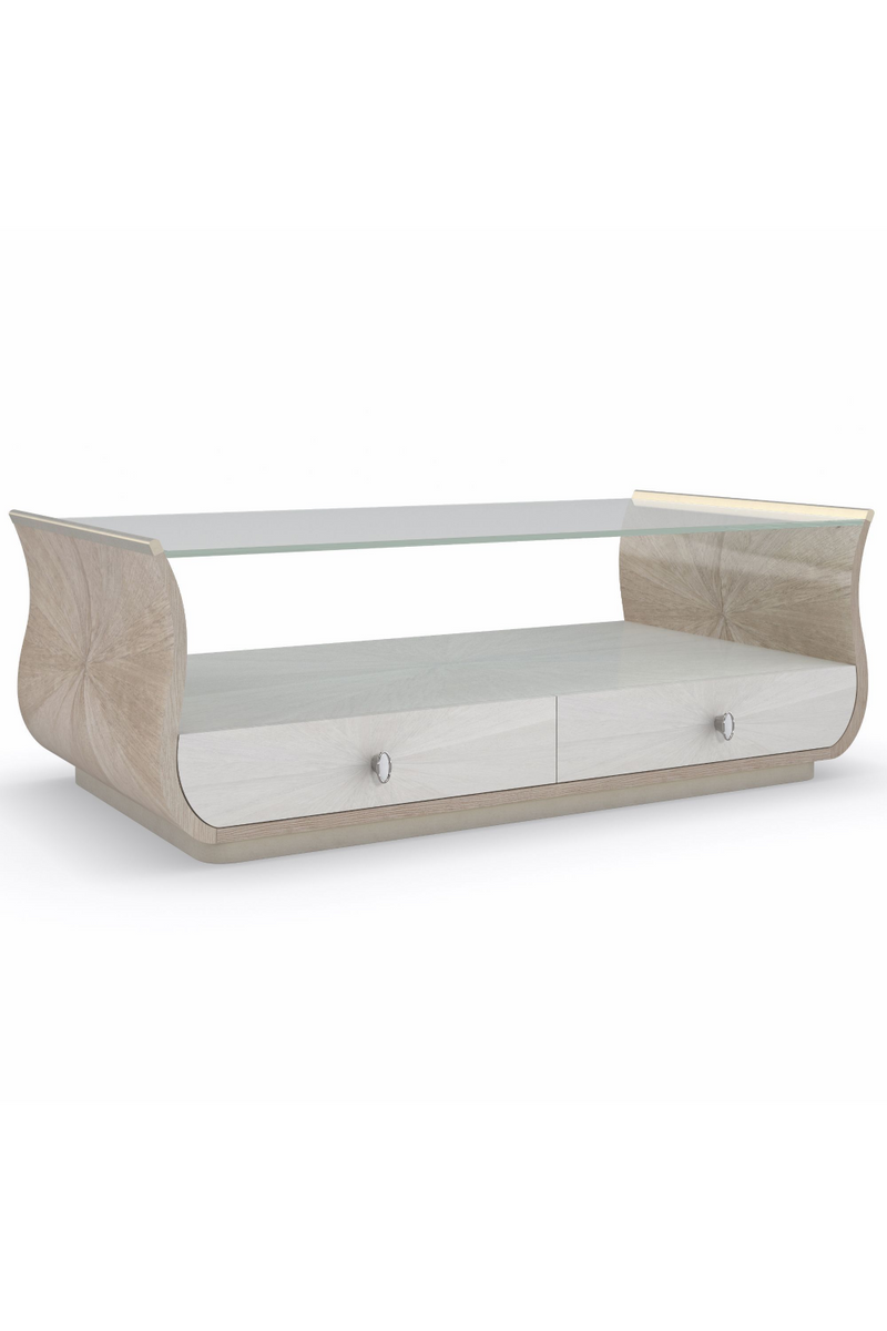 Table basse évasée en verre et en bois clair | Caracole Lillian | Meubleluxe.fr