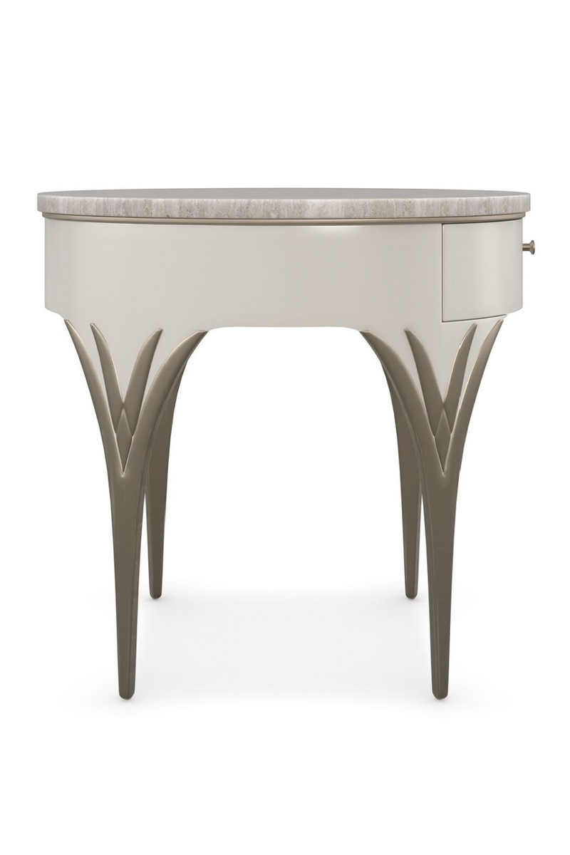 Table d'appoint en bois crème et pierre taupe | Caracole Valentina S | Meubleluxe.fr