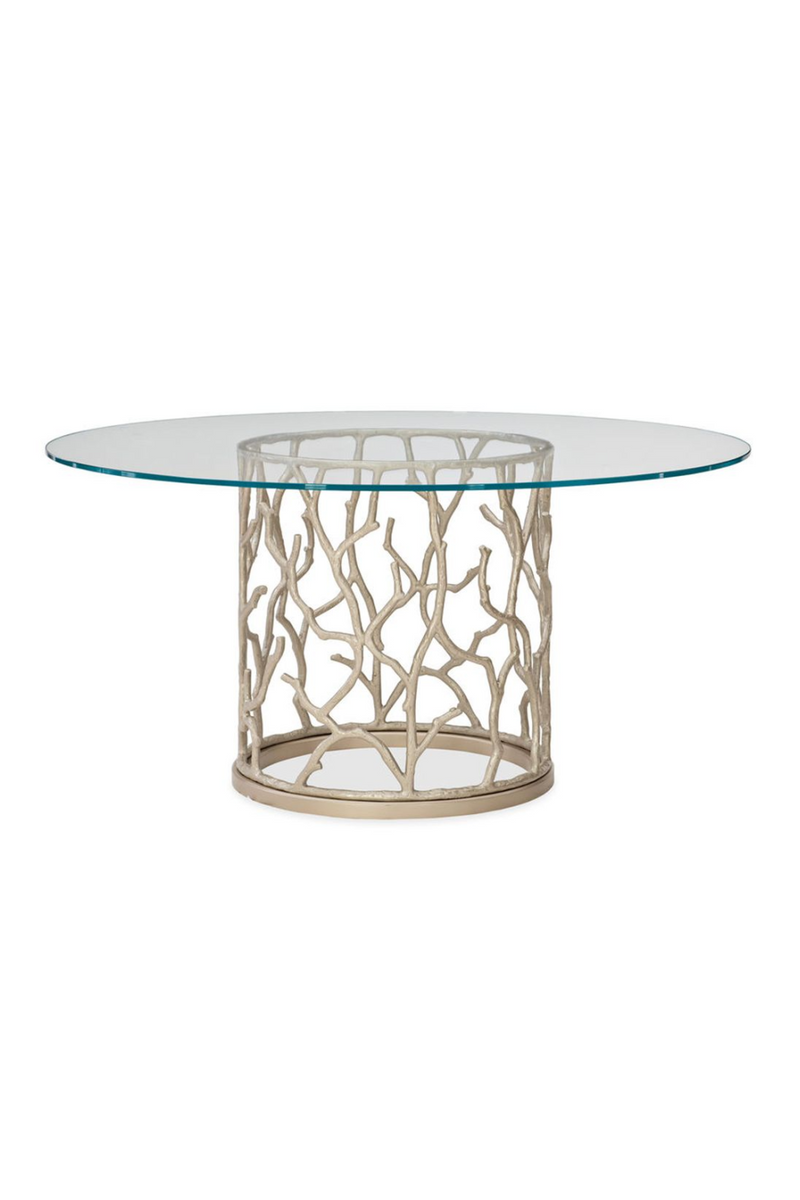 Table de salle à manger ronde en verre métallique | Caracole Reef S | Meubleluxe.fr