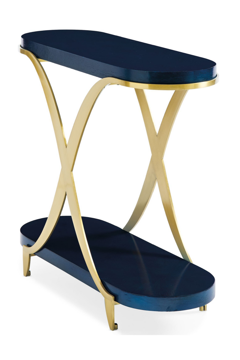 Table d'appoint en Koto bleu et laiton | Caracole Blue | Meubleluxe.fr