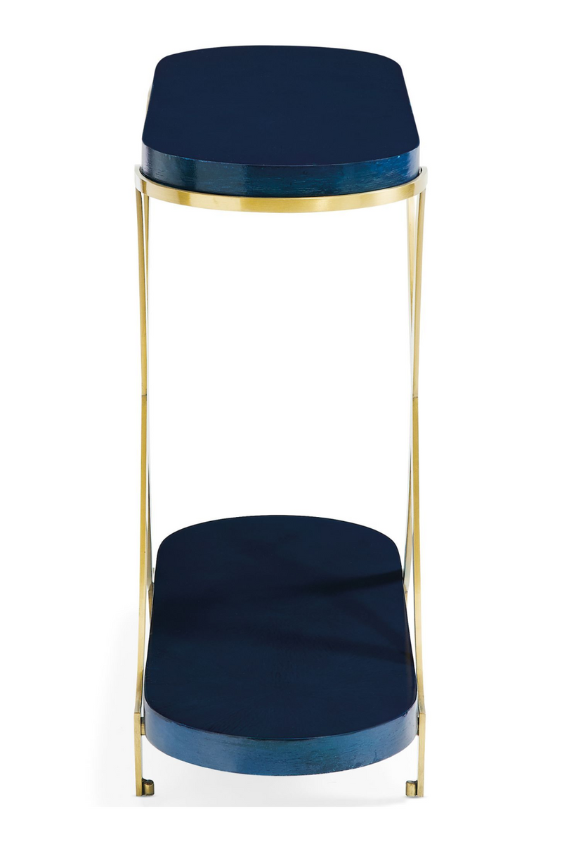 Table d'appoint en Koto bleu et laiton | Caracole Blue | Meubleluxe.fr