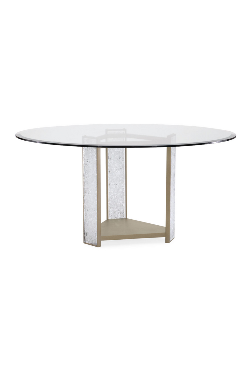 Table de salle à manger ronde en laiton et cristaux | Caracole Ice | Meubleluxe.fr