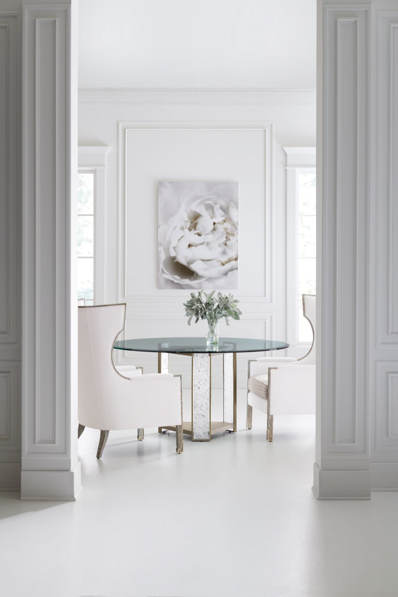 Table de salle à manger ronde en laiton et cristaux | Caracole Ice | Meubleluxe.fr