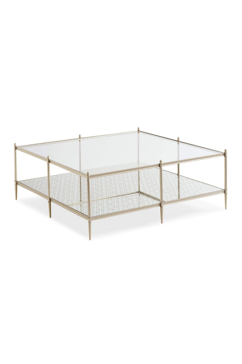 Table basse carré en laiton et en verre | Caracole Perfectly | Meubleluxe.fr