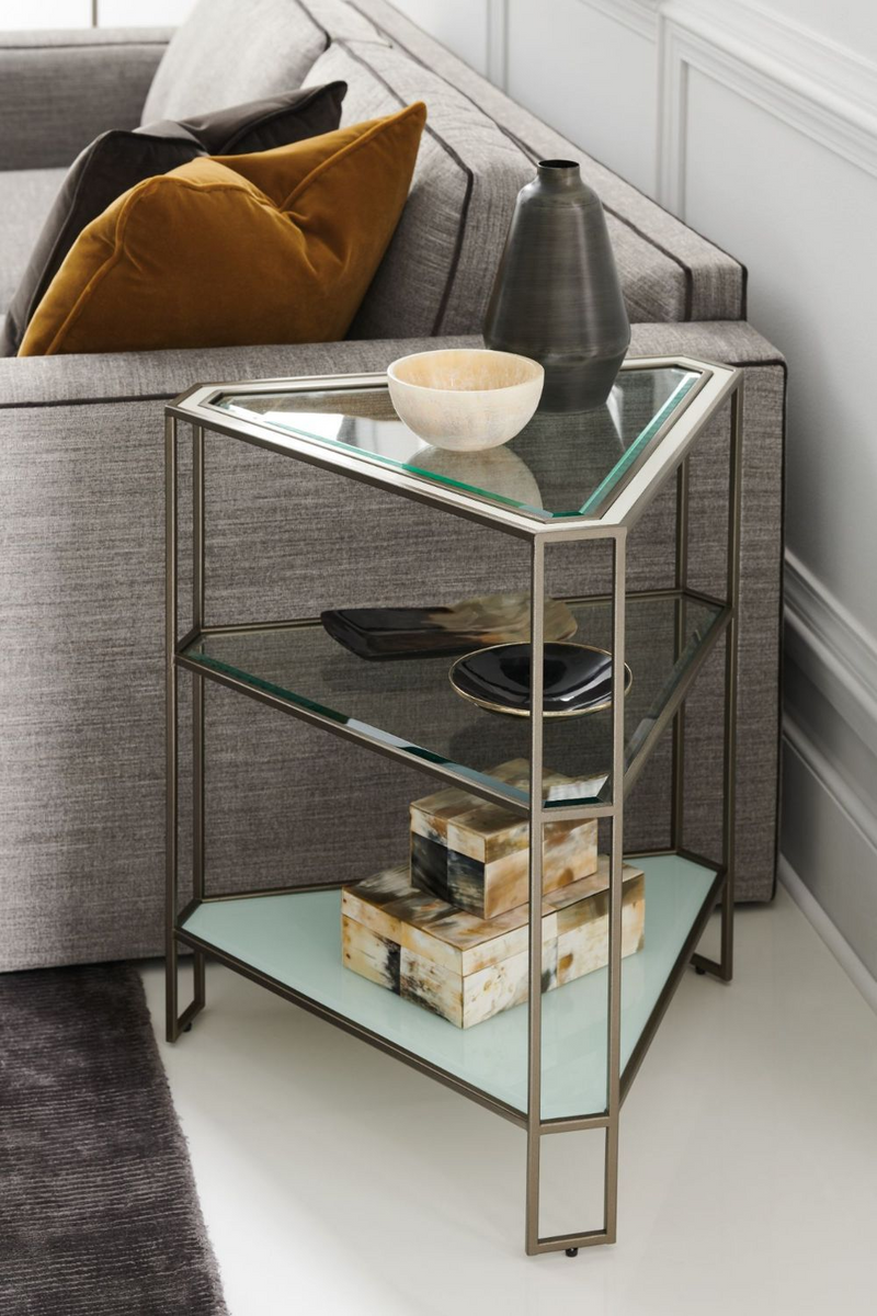 Table d'appoint triangulaise en verre | Caracole Stage | Meubleluxe.fr