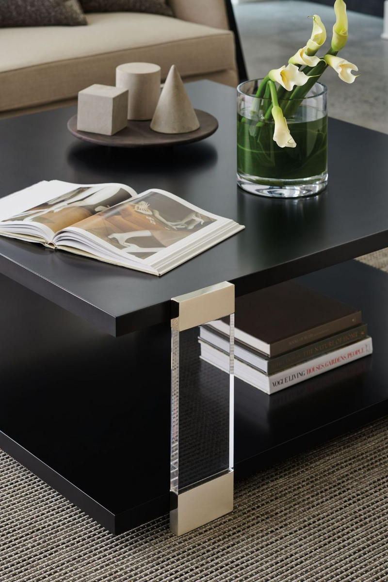 Table basse carrée en bois noir | Caracole Corner | Meubleluxe.fr