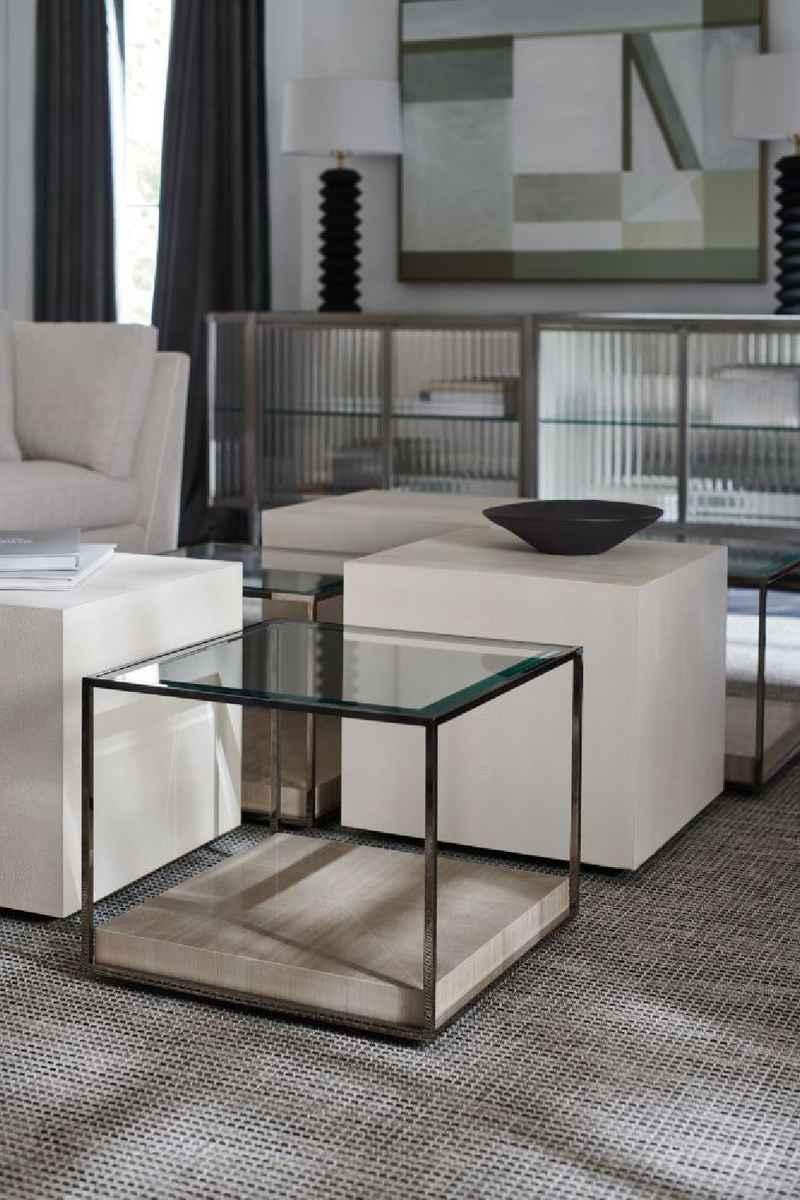 Table d'appoint en galuchat blanc | Caracole Ground | Meubleluxe.fr