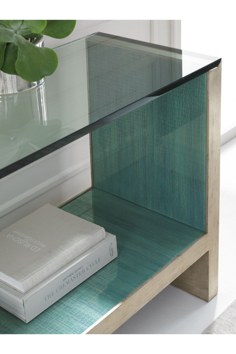Console en bois d'érable vert turquoise | Caracole Water | Meubleluxe.fr