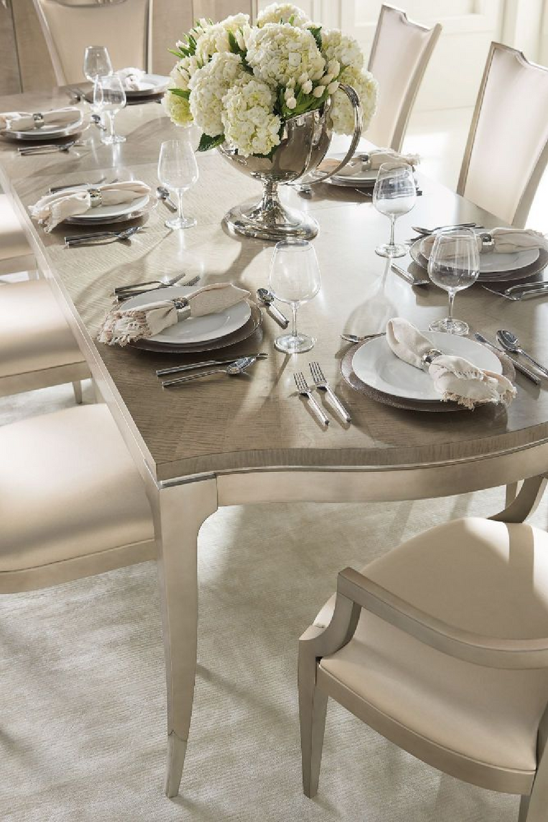 Table de salle à manger rectangulaire en bois d'érable argenté | Caracole Platter | Meubleluxe.fr