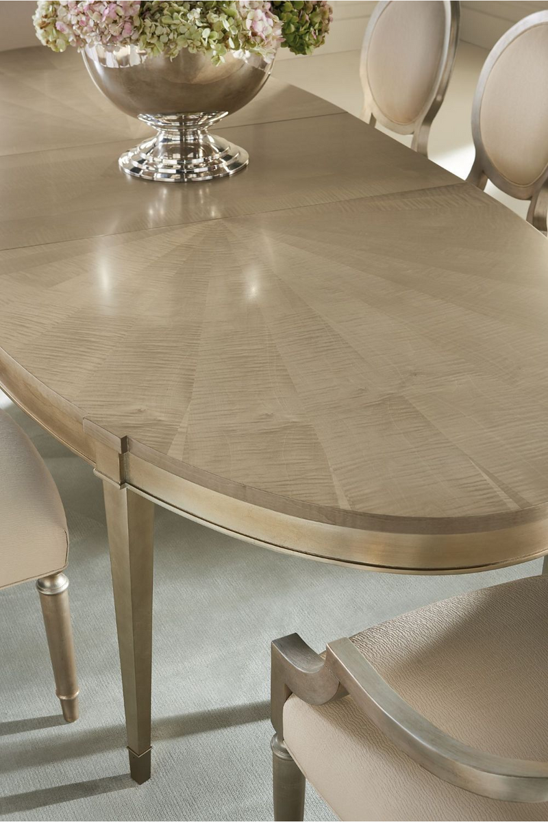 Table de salle à manger ovale en bois d'érable argenté | Caracole House | Meubleluxe.fr